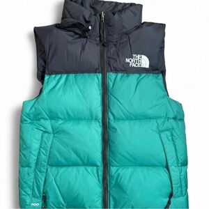 The North Face Turquoise and Charcoal Puffer Vest
